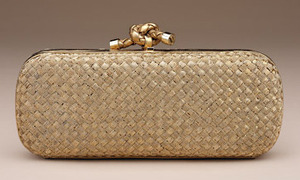bottega knot clutch gold